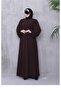 Medina Silk Casual Hajj and Umrah Balloon Sleeve Ferace - Bitter Brown - 5