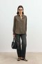Khaki 100% Lyocell Striped Women's Shirt - 3