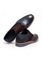 Dark Blue Brown Laced Genuine Leather Men's Shoes - 2