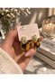 Brown Patterned Acrylic Piece Gold Plated Women's Earrings (Tarnish Resistant, Allergy-Free 316 Steel)