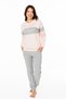 Women's Letter Print Top and Bottom Set, 2 Thread Winter Fabric, Long Sleeves, Crew Neck, Sleeve and Leg Cuffs - 2