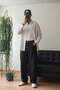 Men's Oversize Striped Linen Blend Long Sleeve Shirt White - 3