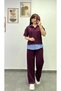 Hooded and Waist-Cinched Shirt, Detailed Pants, Elastic Waistband, Pockets and Grass-Stitched Sweatpants Set.
