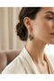 Bronze Earrings Authentic Jewelry Margazite Stone Love Ladder Model Vintage Women's Earrings