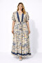 Women's Plus Size Beige, Waist Elastic Detailed, Buttoned, Long Dress 65N39452 - 3