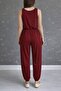 Women's Strappy Round Neck Viscose Jumpsuit with Pockets - 2