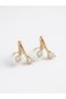 Twin Light Earrings Gold Plated 3 Stone Earrings