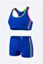 Girl's Blue-Yellow Bustier Swimsuit with Shorts Bikini Set - 2