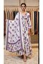 Women Floral Printed with embroidered Alia Cut Anarkali Dress with Dupatta, Premium Mal Mal Cotton
