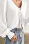 Charm Off-White Balloon Sleeve Lace-Up Comfortable Cardigan - 6