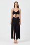 Women's Woven Slit Maxi Beach High Waist Blouse-Pants Set - 6