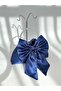 Shiny Navy Blue Satin Bow Portfolio Evening Dress Handbag