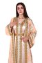 Moroccan embroidered satin kaftan dress with a waist belt - 3