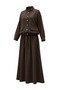 Buttoned Gold Tensel Set - Islamic Clothing Set with Skirt - Light Brown - 6