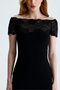 Lace Collar and Sleeves Viscose Blouse |   Blz36663 Black - 4