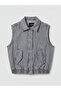 Nevavm Shirt Collar Women's Jean Vest with Difference in Color - 5