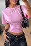 Cool Bele Oturan Pink Wide-Sleeve Bodycon Blouse with Corset Detail