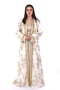 Moroccan embroidered satin kaftan dress with a waist belt - 4