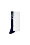 Renley 3-Piece White-Navy Blue Long Jacquard Cotton Standard Fit Unisex Socks - 3