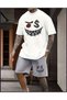Unisex Women'S/Men's Colorful Smile Printed Shorts T-Shirt Set