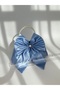 Blue Shiny Satin Bow Portfolio Evening Dress Handbag - 4