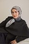 Twill Silk Scarf Classic Motif Anthracite 90X90 - 3