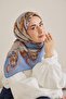 Twill Silk Scarf Shawl Pattern Sky Blue 90X90 - 5
