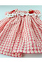 Girl's Beige & Red Gingham Cherry Detailed Pompom Summer Beach Dress - 7