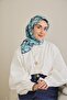 وشاح حرير تويل بنمط تجريدي أزرق فاتح 90x90 - 3