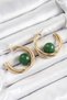Mey Import ®   Brass Gold Color Hoop Model Green Bead Detail Women's Earrings - 2