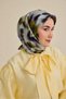Twill Silk Scarf Abstract Floral Pattern Baby Blue 90X90 - 5