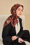 وشاح حرير تويلي كبير بنقشة زهور بلون أحمر خمري 90x90