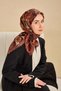 وشاح حرير تويلي كبير بنقشة زهور بلون أحمر خمري 90x90 - 2