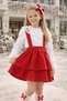 Girl's Red Strappy Tie-Up Gilet Dress Ecru Lace Short Sleeve Blouse Evening Dress Set 23 April - 5