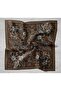 Twill Silk Scarf Large Floral Brown 90X90 - 5