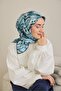 وشاح حرير تويل بنمط تجريدي أزرق فاتح 90x90 - 4