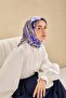 وشاح حرير تويل بنمط فني أرجواني 90x90