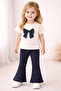 Girl's Polka Dot Bow Short Sleeve Top and Bottom Cotton Set
