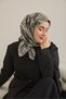 Twill Silk Scarf Almond Motif Pattern Light Gray 90X90 - 4