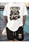 Cotton fabric men's t-shirt-black shorts set