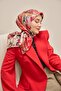 وشاح حرير تويل بنمط فني أحمر 90x90 - 3