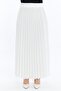 White Pleated Women's Long Crepe Skirt with Elastic Waist Pleated