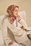 وشاح حرير تويل بنمط أوراق الشجر مقاس 90×90 - 2