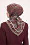 Viscose Velora Scarf Four Seasons Antique Motif Pattern Tile Burgundy 90X90 - 5
