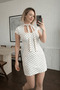 White Polka Dot Mini Dress – Stylish Women's Dress with Halter Neck - 4