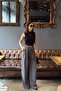 Women's Gray Polyviscon Fabric Palazzo Trousers with Belt Detail Mlb180 - 4