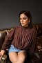 Women's Brown Draped Blouse High Neck Casual Stylish Mlb177