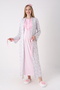 New Season Pink Shawl Collar Patterned Full Length Summer 100% Cotton Special Design Maternity Dressing Gown Nightgown Set - 7