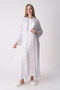 New Season Ecru Shawl Collar Patterned Full Length Summer 100% Cotton Special Design Maternity Dressing Gown Nightgown Set - 7