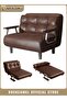 3-in-1 Waxed Oil Leather Sofa with Adjustable Positions, Converts to Sofa Bed & Leisure Lounger